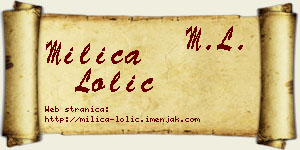 Milica Lolić vizit kartica